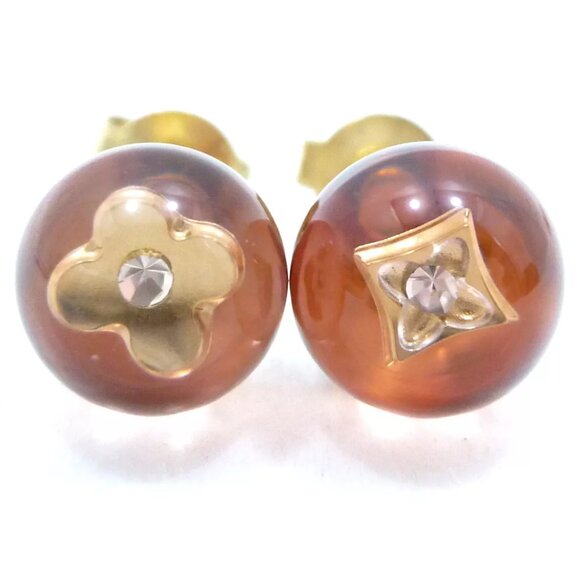 LOUIS VUITTON Bubble Earrings Clear/Pink Flower Earrings - Picture 4 of 9